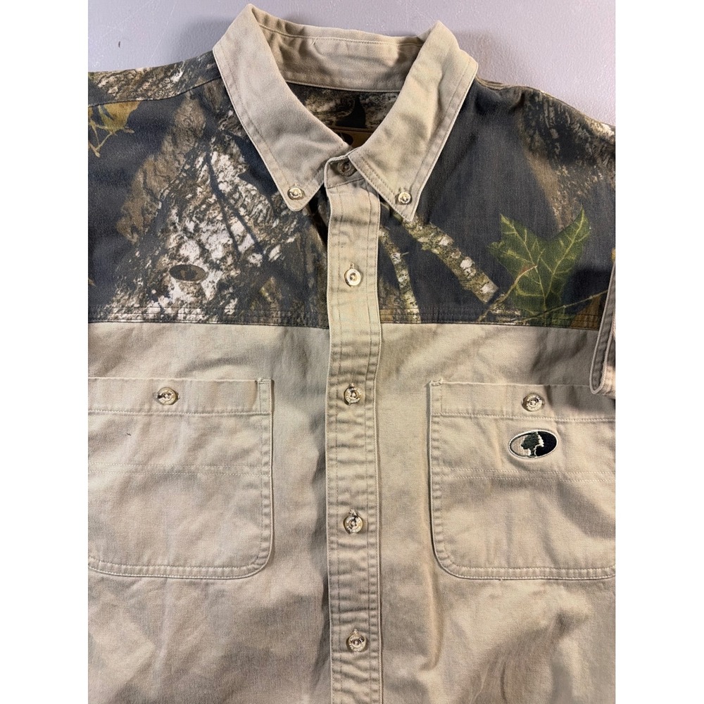 Mossy Oak Ridgeline Shirt Mens XL Tan Camo Long Sleeve‎ Cotton Hunting Button Up